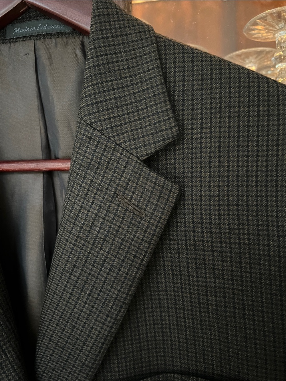100% Wool Lauren Ralph Lauren Houndstooth Sport Coat in Brown & Black